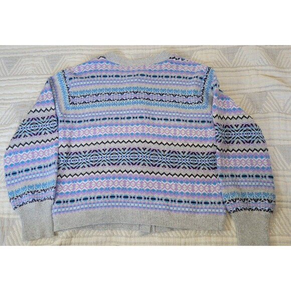 Talbots Petite Fair Isle Cardigan Sweater – Gray Multi Pastel – Size SP - Picture 7 of 7